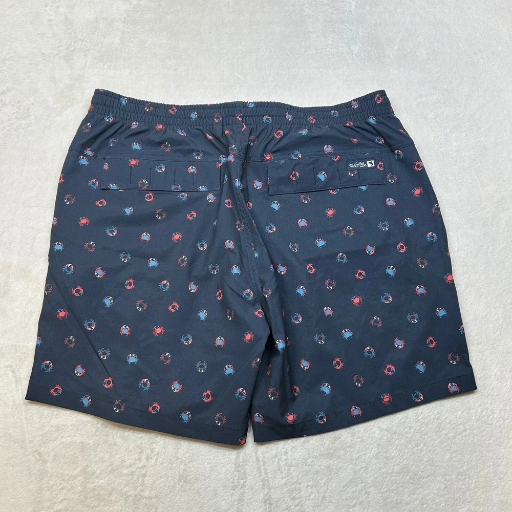 Salt‎ Life Get Crabby Performance Walk Shorts Mens 34 Navy Blue Drawstring NEW